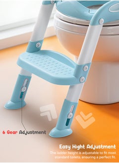 BAYBEE Baby Potty Seat With Ladder For Western Toilets Kids Toilet Potty Training Seat For Baby With Height Adjustable, Handle, Cushion Potty Chair Kids Potty Seat For Kids 2 To 5 Years Boy Girl Blue  - Image 3
