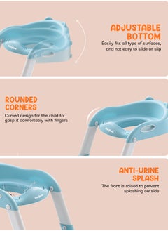 BAYBEE Baby Potty Seat With Ladder For Western Toilets Kids Toilet Potty Training Seat For Baby With Height Adjustable, Handle, Cushion Potty Chair Kids Potty Seat For Kids 2 To 5 Years Boy Girl Blue  - Image 4