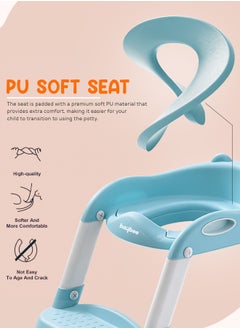 BAYBEE Baby Potty Seat With Ladder For Western Toilets Kids Toilet Potty Training Seat For Baby With Height Adjustable, Handle, Cushion Potty Chair Kids Potty Seat For Kids 2 To 5 Years Boy Girl Blue  - Image 5
