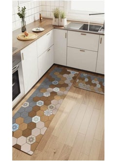 MahMir Kitchen Rug Mat Set-Cushioned Anti-Fatigue Runner Floor Comfort mats-kitchen rugs 2 pcs Set-Help relieve pressure while cooking-Non-slip Mat for all Rooms & Bathrooms too ( Color Marble )  - Image 1