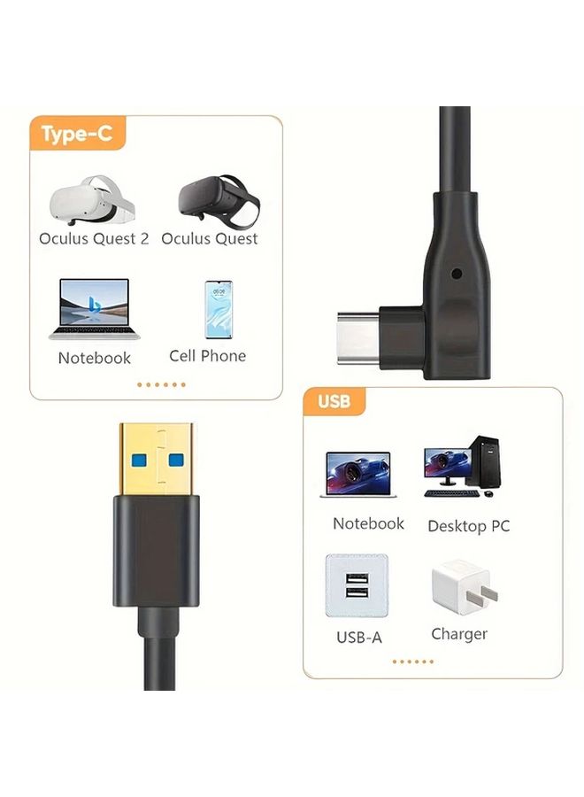 كابل USB C سرعة 5 جيجابت في الثانية شحن سريع 3 أمبير بطول 196.85 بوصة لأجهزة الكمبيوتر والألعاب ومحركات الأقراص الصلبة الخارجية - Image 4