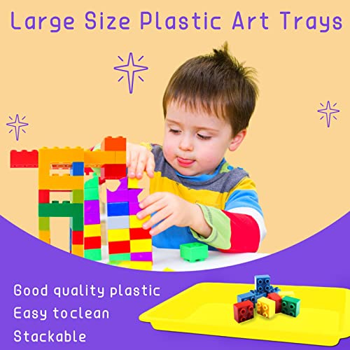 Anyumocz 10 Pack Large Size Plastic Art Trays,5 Colors Arts and Crafts Organizer Tray,Kids Serving Tray for DIY Projects,Painting,Beads - Image 3