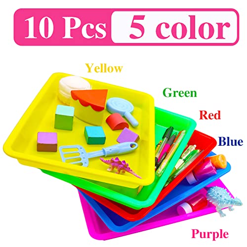 Anyumocz 10 Pack Large Size Plastic Art Trays,5 Colors Arts and Crafts Organizer Tray,Kids Serving Tray for DIY Projects,Painting,Beads - Image 4