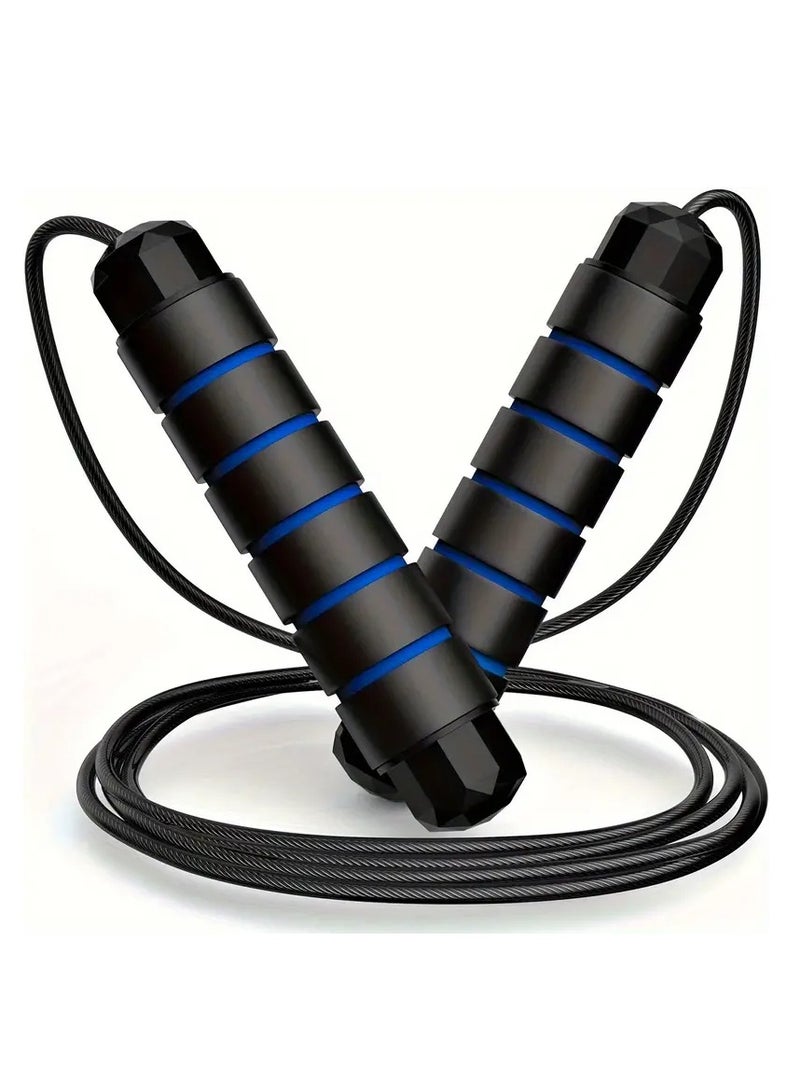 سبال سرعة قابلة للتعديل، سلك فولاذي ثقيل الوزن، حبل قفز للتمرين | حبل قفز ثقيل، حبل قفز ثقيل من البولي فينيل كلوريد، مقبض للتنفس، دوران 360 درجة - Image 1