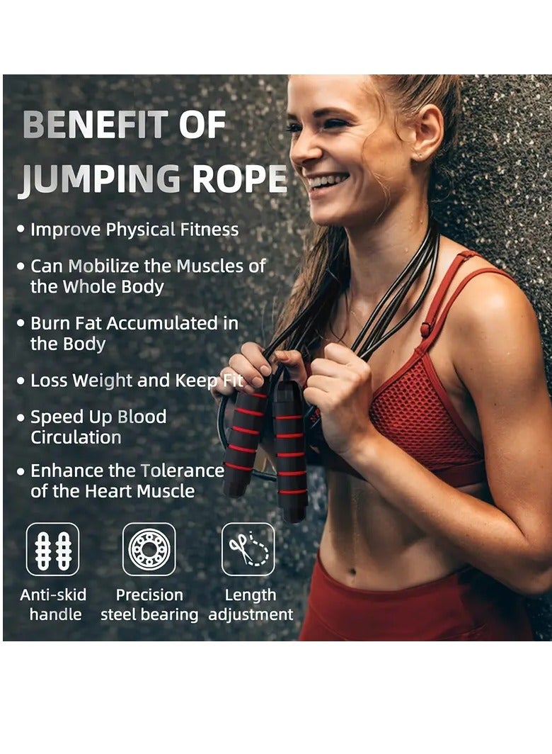 سبال سرعة قابلة للتعديل، سلك فولاذي ثقيل الوزن، حبل قفز للتمرين | حبل قفز ثقيل، حبل قفز ثقيل من البولي فينيل كلوريد، مقبض للتنفس، دوران 360 درجة - Image 4