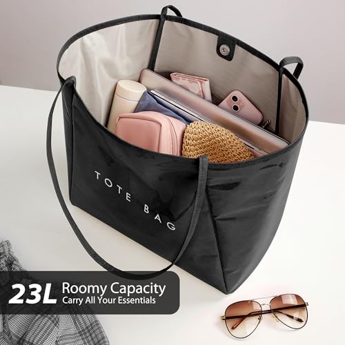 KALIDI FANCY FOREST KALIDI Large PVC Tote Bag Women Weekender Hobo Bag Travel Purse Trendy Kraft Paper Oversize Shoulder Handbag for Work College Beach - Image 4