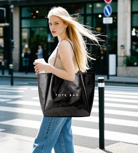KALIDI FANCY FOREST KALIDI Large PVC Tote Bag Women Weekender Hobo Bag Travel Purse Trendy Kraft Paper Oversize Shoulder Handbag for Work College Beach - Image 5