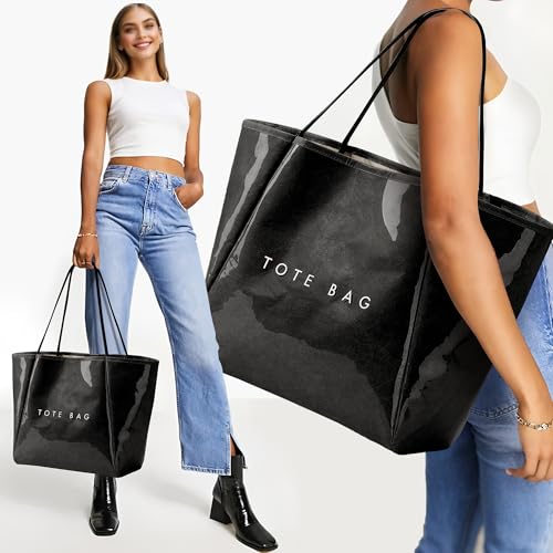KALIDI FANCY FOREST KALIDI Large PVC Tote Bag Women Weekender Hobo Bag Travel Purse Trendy Kraft Paper Oversize Shoulder Handbag for Work College Beach - Image 2