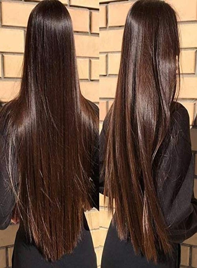 غضب وصلات شعر صناعية طويلة بنية طبيعية مستقيمة من GRR للنساء والفتيات - Image 1