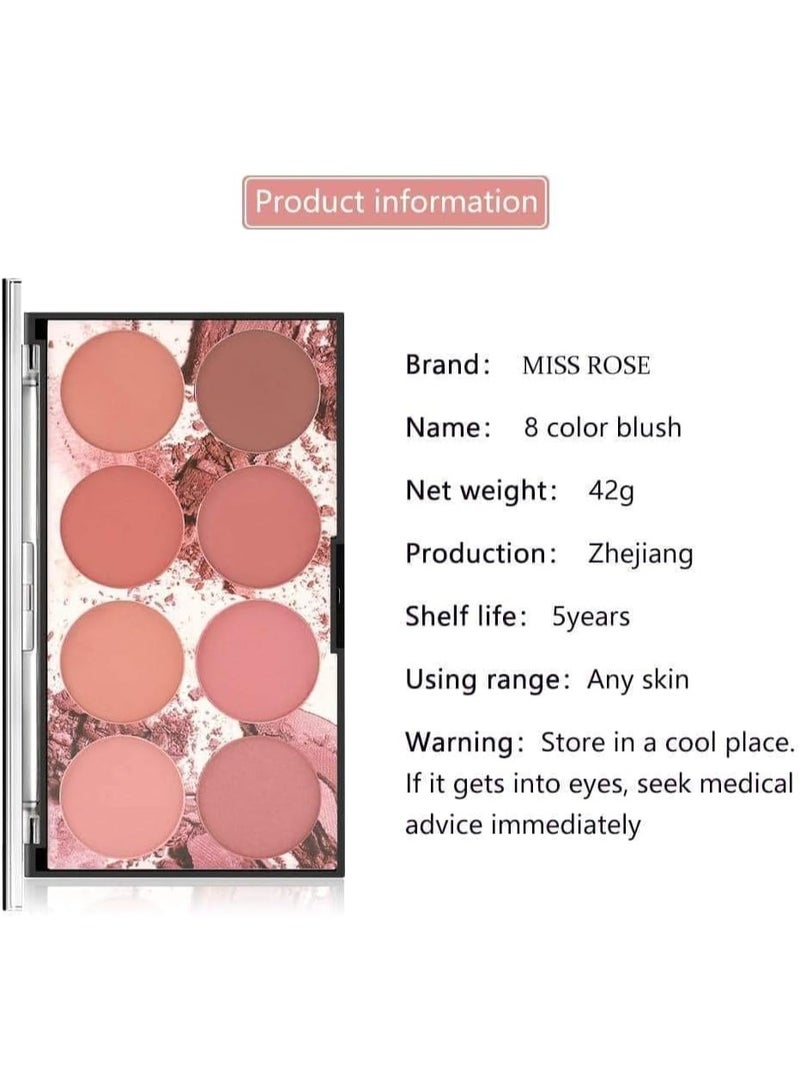 Miss Rose 8 Colors Blush Blusher Powder Palette Face Cosmetic Makeup Contour Shadow - Image 2