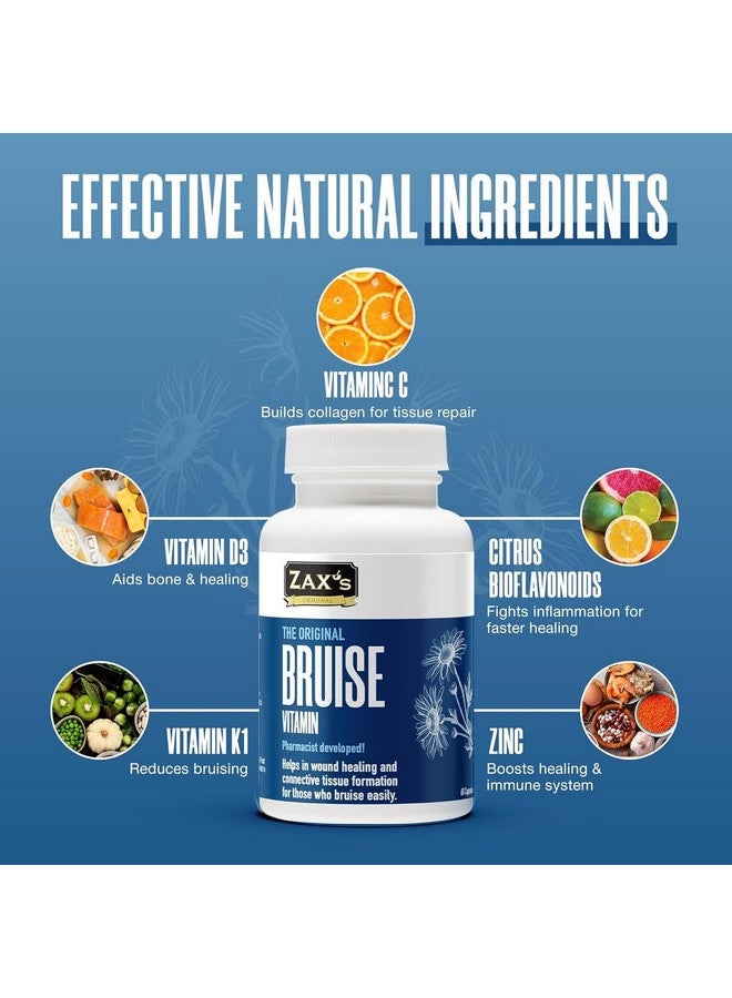 ZAX'S ORIGINAL Bruise Vitamin 2-Pack - Pharmacist-Developed Bruising Supplements, Potent Swelling & Bruise Reducer with Zinc, Vitamins K, D3, C, Citrus Bioflavonoids, 120 Caps, Pair with Arnica Cream - Image 3