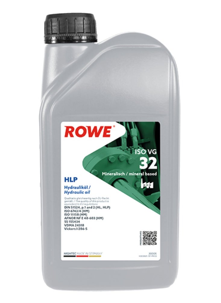 ROWE HIGHTEC HLP 32 Hydraulic Oil -1 Ltr: Multi-purpose lubricating oil with a high loadbearing capacity (Germany) 