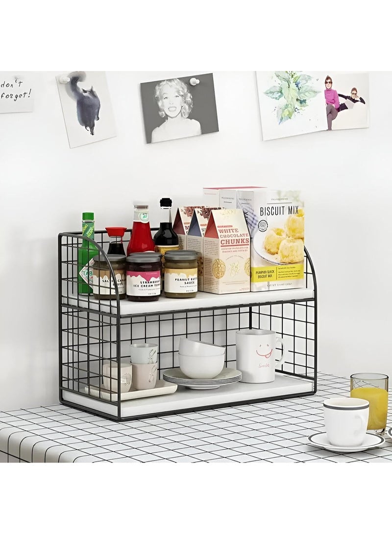 3-Tier Metal and Wood Coffee Station Organizer – Holder for Coffee, Tea, and Beverage Supplies - Image 1