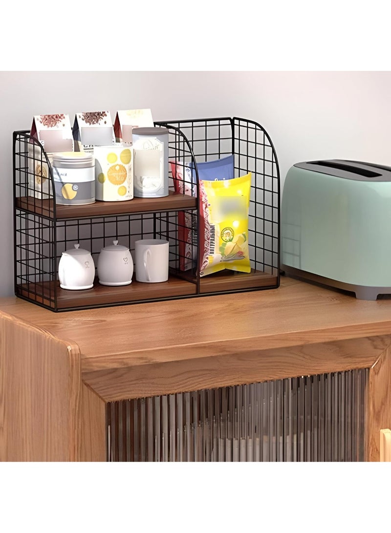 3-Tier Metal and Wood Coffee Station Organizer – Holder for Coffee, Tea, and Beverage Supplies - Image 5