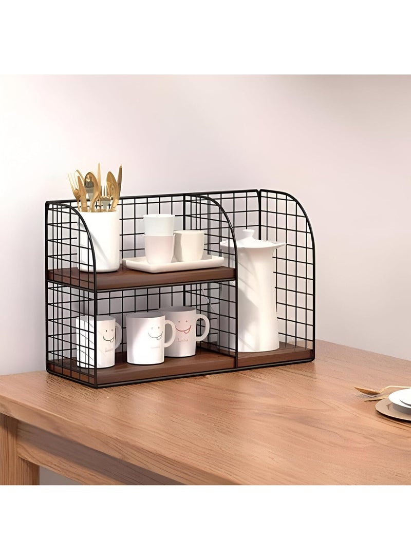 3-Tier Metal and Wood Coffee Station Organizer – Holder for Coffee, Tea, and Beverage Supplies - Image 3