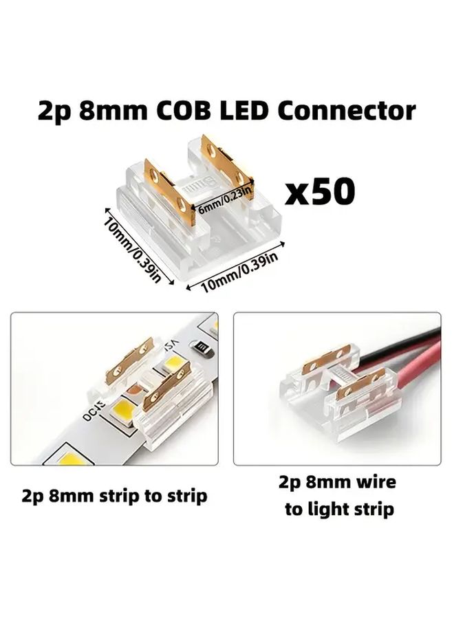 50pcs 2 Pin 8mm LED Strip Connectors Solderless Wire To Strip Connection - Image 3
