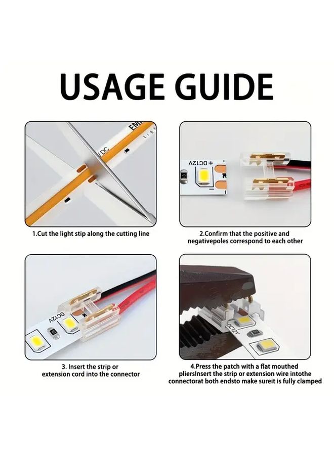 50pcs 2 Pin 8mm LED Strip Connectors Solderless Wire To Strip Connection - Image 4