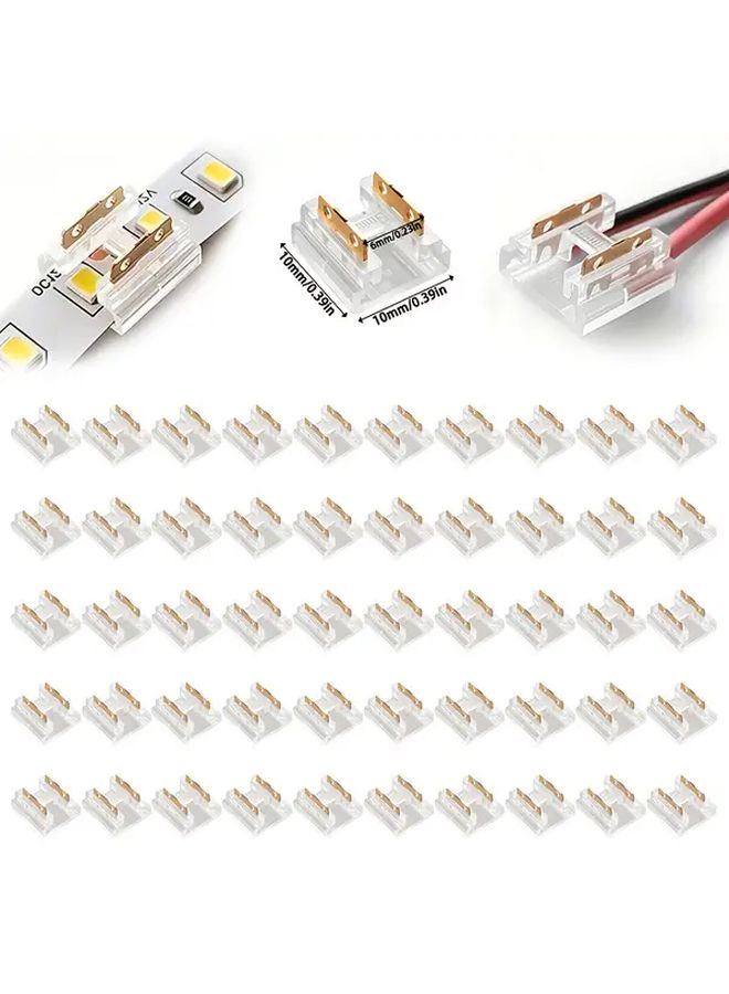 50pcs 2 Pin 8mm LED Strip Connectors Solderless Wire To Strip Connection - Image 1