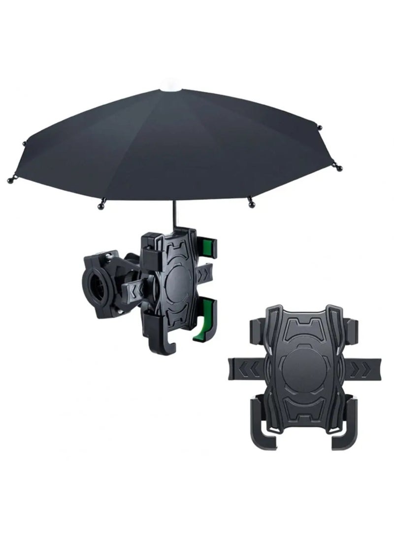 Generic Adjustable Bicycle Mount Phone Holder Motorbike Mobile Bicycle Motorcycle Anti-slip Shock-proof Phone Mount Stand With Small Waterproof Umbrella For iPhone And Samsung  - Image 2