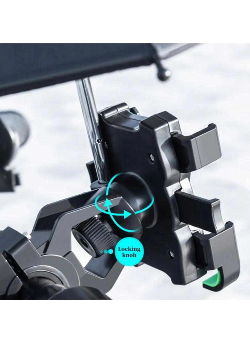 Generic Adjustable Bicycle Mount Phone Holder Motorbike Mobile Bicycle Motorcycle Anti-slip Shock-proof Phone Mount Stand With Small Waterproof Umbrella For iPhone And Samsung  - Image 3