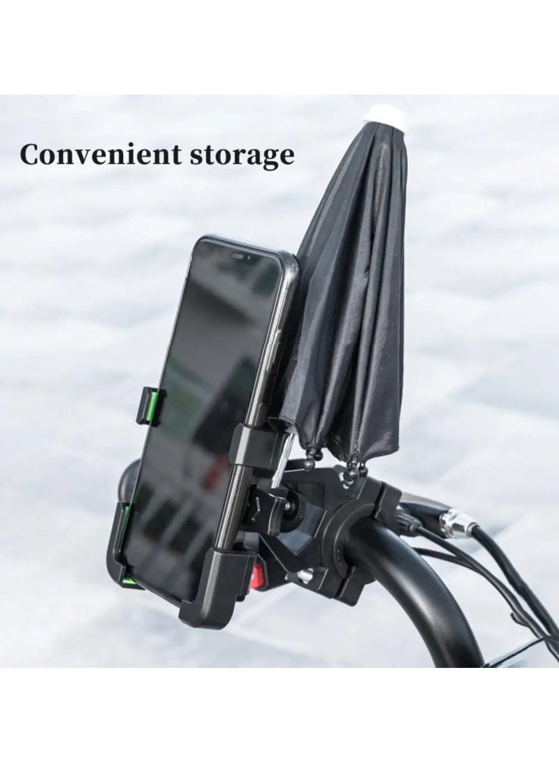 Adjustable Bicycle Mount Phone Holder Motorbike Mobile Bicycle Motorcycle Anti-slip Shock-proof Phone Mount Stand With Small Waterproof Umbrella For iPhone And Samsung
