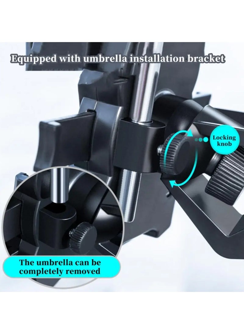 Generic Adjustable Bicycle Mount Phone Holder Motorbike Mobile Bicycle Motorcycle Anti-slip Shock-proof Phone Mount Stand With Small Waterproof Umbrella For iPhone And Samsung  - Image 5
