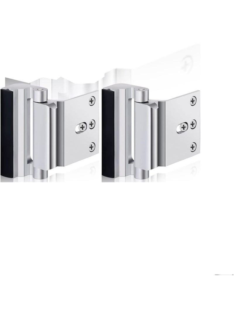 Cobest Home Security Door Lock Reinforcement, 2 Pack Door Locks for Kids Safety, Door Lock with 16 Pcs Screws, Child Proof Door Locks for Doors Inside Upgrade Lock to Defend Your Home, Silver - Image 1