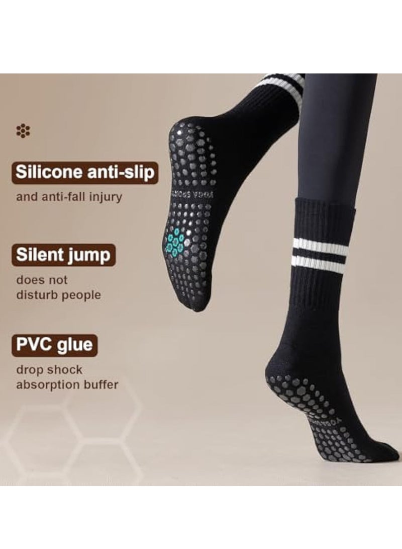 Arabest 3 Pairs Yoga Pilates Socks with Grips for Women, Non Slip Grips Cotton Socks for Barre, Ballet, Dance, Workouts - Image 3