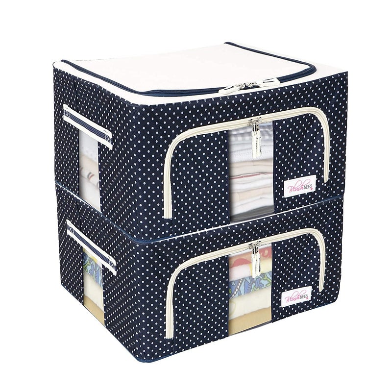 RENVA Polyester 66L 1Pcs Wardrobe Organizer For Clothes With Steel Frame Foldable Storage BinsClothing Storage With Foldable Clear Window 20 16 12In 1 Black - Image 1