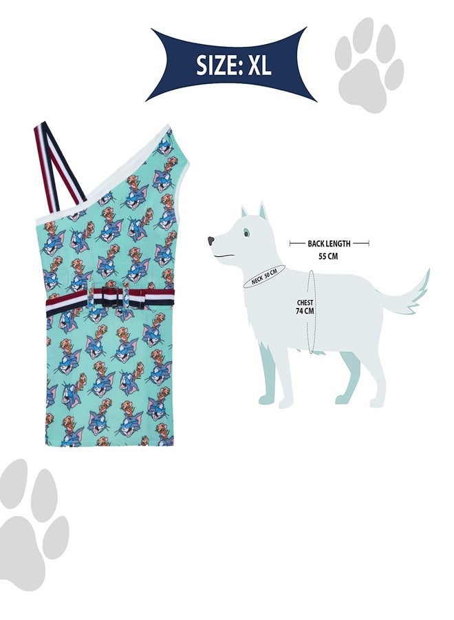Lulala Dog Dress 100% Cotton Dog Clothes Dog Dresses Doggie Dress Puppy Sleeveless Tank Top Vest Dresses Summer Cat Clothes Summer Dresses for Pets Tom and Jerry Print(18Inch,Sea-Green) - Image 4