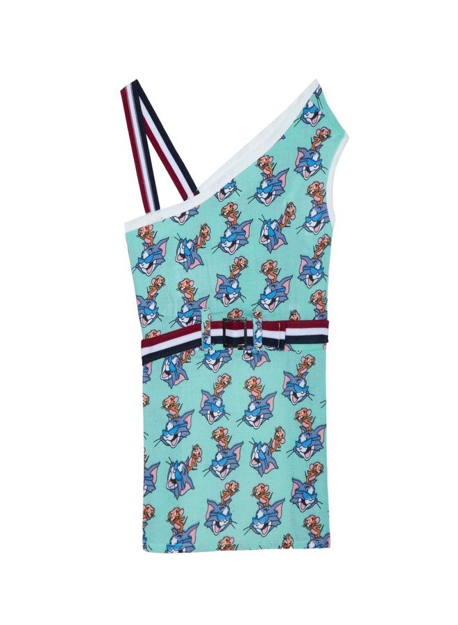Lulala Dog Dress 100% Cotton Dog Clothes Dog Dresses Doggie Dress Puppy Sleeveless Tank Top Vest Dresses Summer Cat Clothes Summer Dresses for Pets Tom and Jerry Print(18Inch,Sea-Green) - Image 1