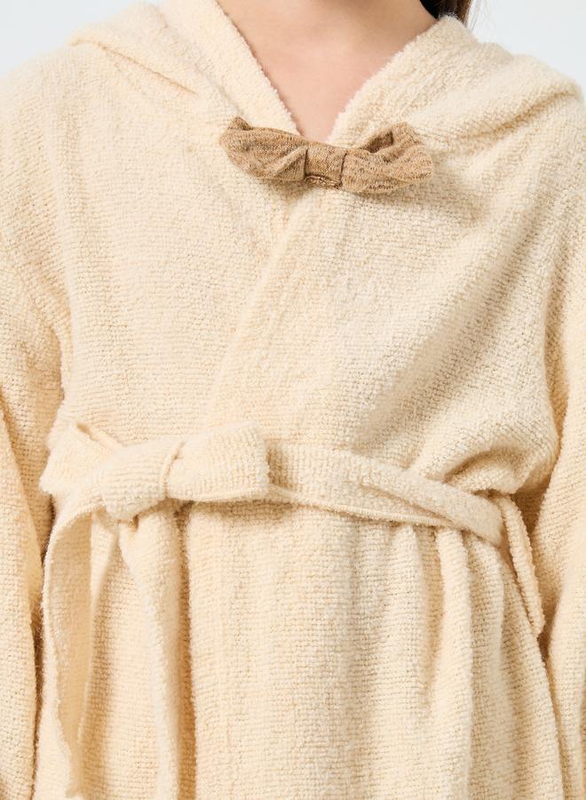 Styli Beige Solid Hooded Bath Robe - Image 3