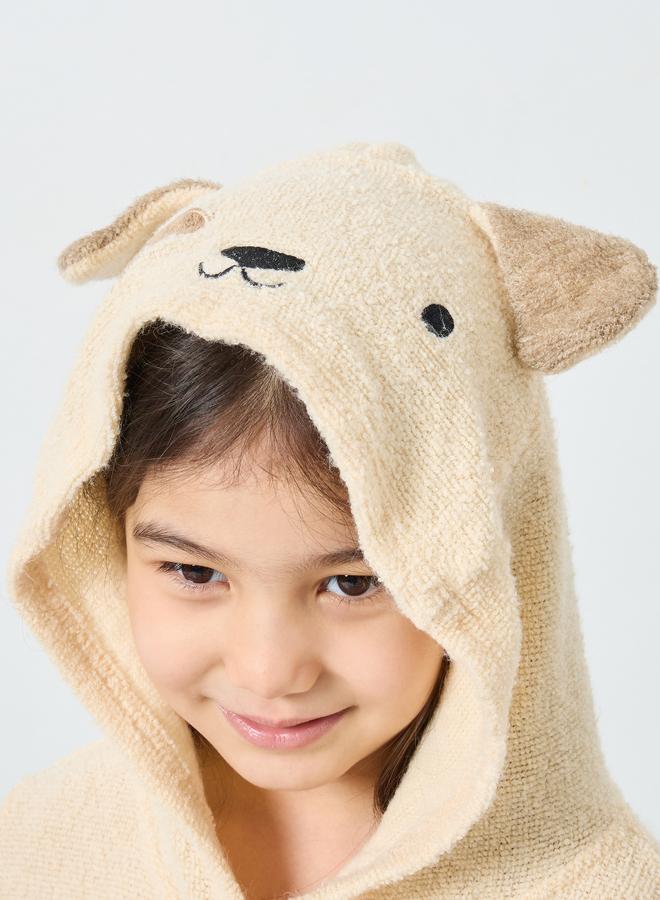 Styli Beige Solid Hooded Bath Robe - Image 4