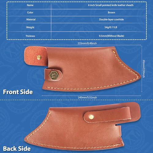 XYJ Leather Sheath For 6 Inch Chef Knife Edge Guards Blade Protector Cleaver Knives Cover With Loop Belt For Outdoor Camping - Image 2
