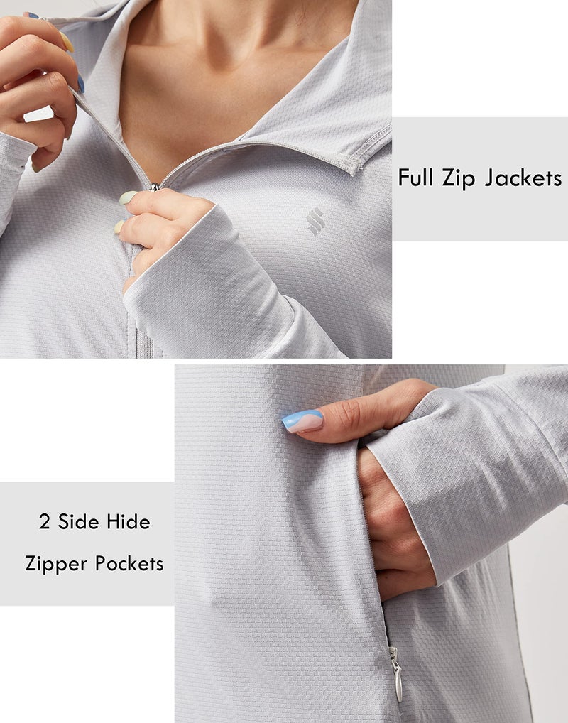 Soothfeel Women's UPF 50+ Sun Protection Hoodie Jacket Lightweight Long Sleeve Sun Shirt for Women with Pocket Hiking Outdoor - Image 4