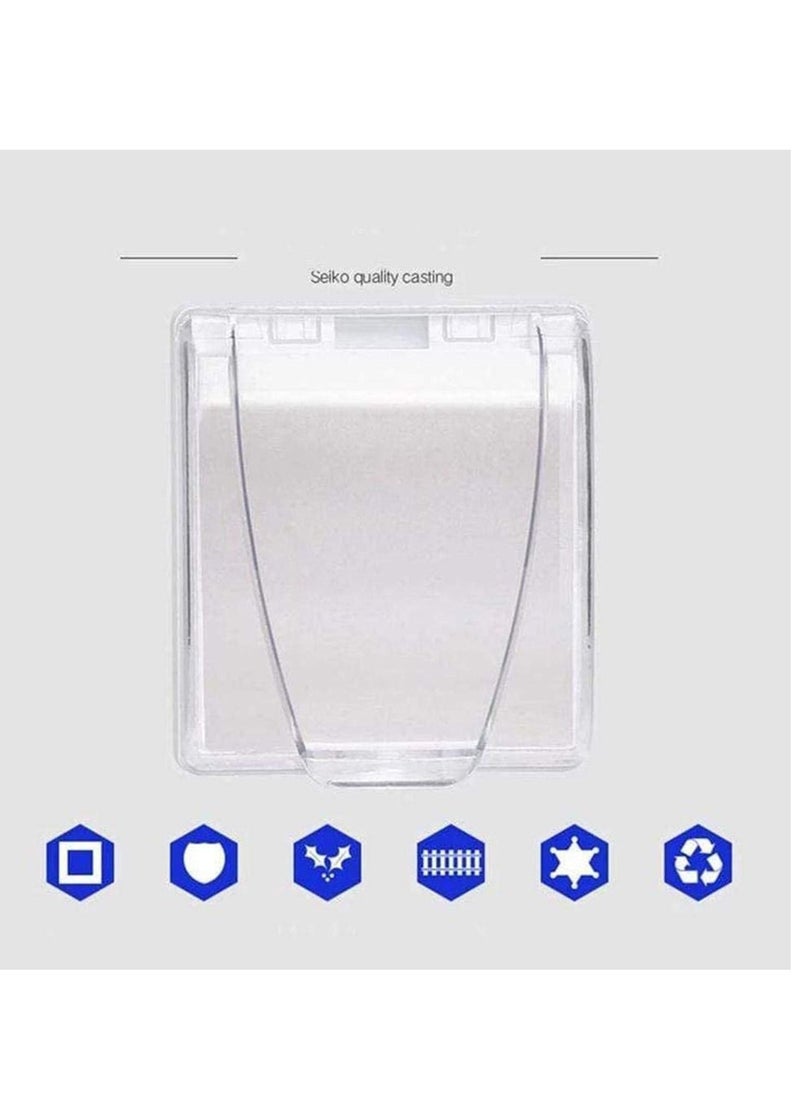 Wall Switch Waterproof Cover Box, Universal Plug Socket Cover, Wall Light Panel Socket Doorbell Flip Cap Cover, Home Bathroom Kitchen Accessory Plastic Clear 2 Pcs  - Image 3