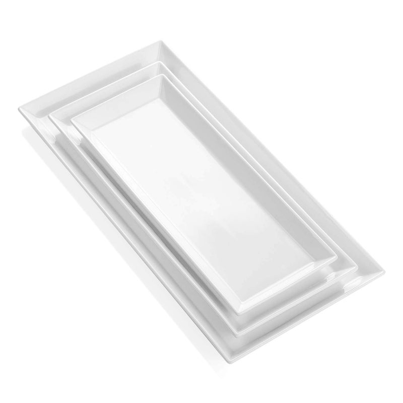 Sweese White Serving Platters for Entertaining  Rectangular Porcelain Serving Plates  Serving Trays for Food Fruits and Appetizers at Parties  Set of 3