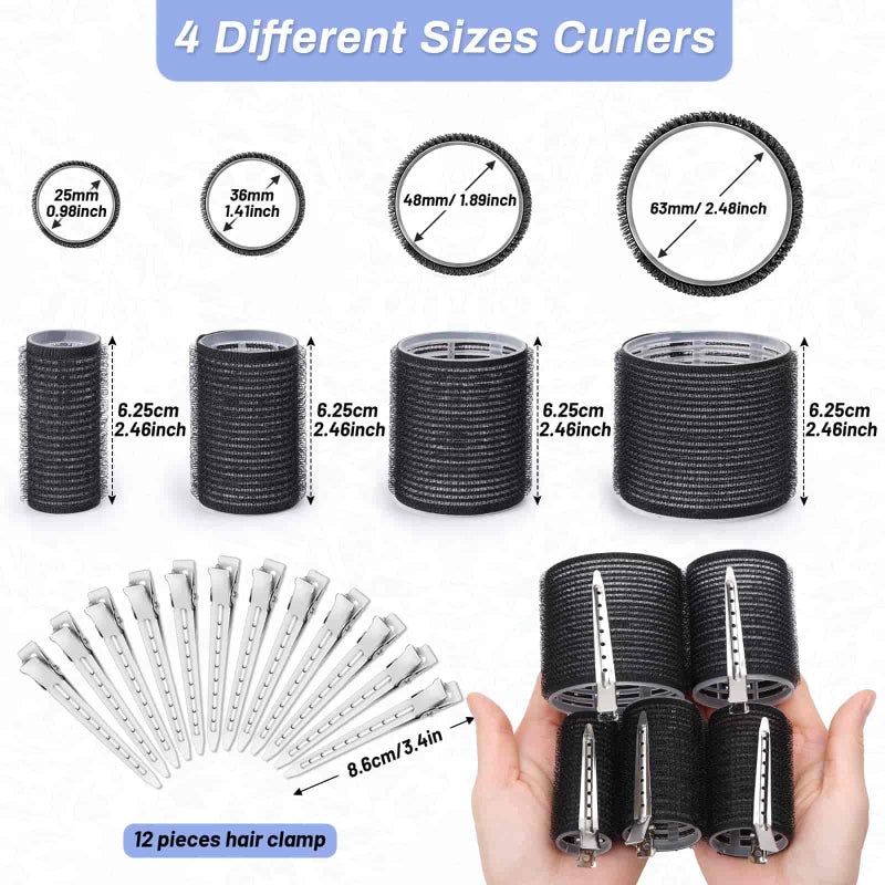 Selizo Hair Roller 28 Pcs Set, Includes 16Pcs Self-Grip Hair Rollers in 4 Sizes and 12Pcs Hair Clips for Long Medium Short Hair Volume - Image 3