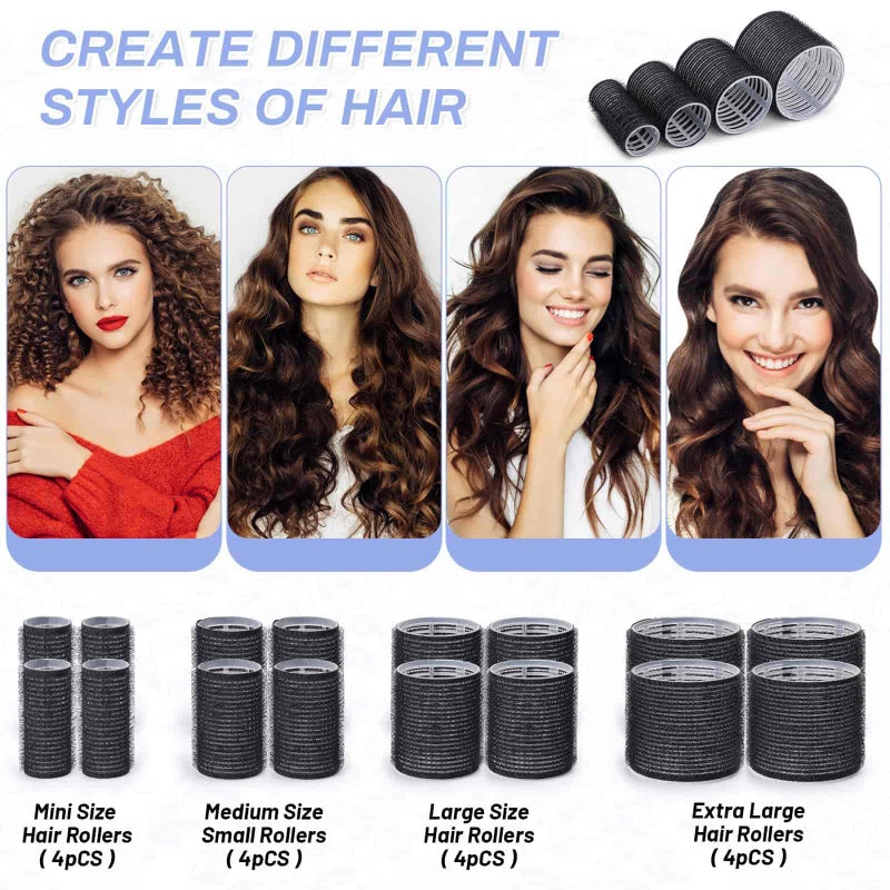 Selizo Hair Roller 28 Pcs Set, Includes 16Pcs Self-Grip Hair Rollers in 4 Sizes and 12Pcs Hair Clips for Long Medium Short Hair Volume - Image 2