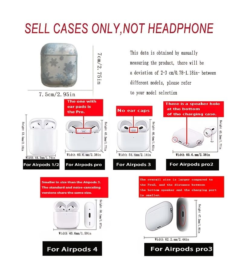 Transparent Blue Snowflake Round Buckle Winter Earphone Case for Airpods 4 - Image 2