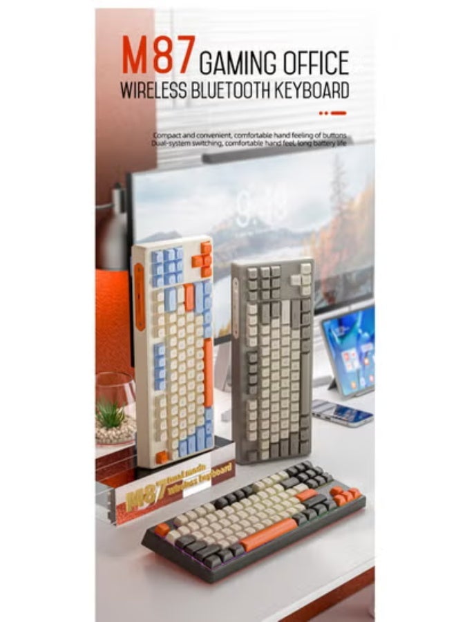 GULFLINK M87 Wireless Gaming Bluetooth Keyboard Rainbow Backlight Computer RGB Keyboard - Image 3