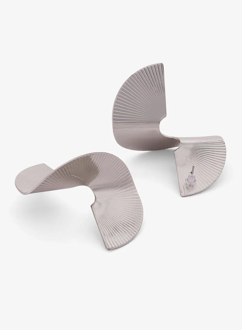 Ginger Chunky Asymmetical Silver Earrings