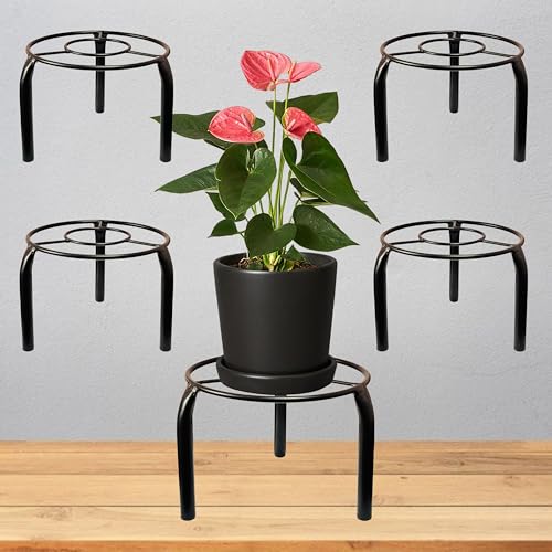 D&V ENGINEERING - Creative in innovation D&V Engineering Metal Plant Stand for Living Room, Balcony & Garden | Indoor/Outdoor Flower Pot Stand | Heavy-Duty | 50kg Capacity | 19x19x15 cm | Pack of 4, Black | POT-14B-04 - Image 1
