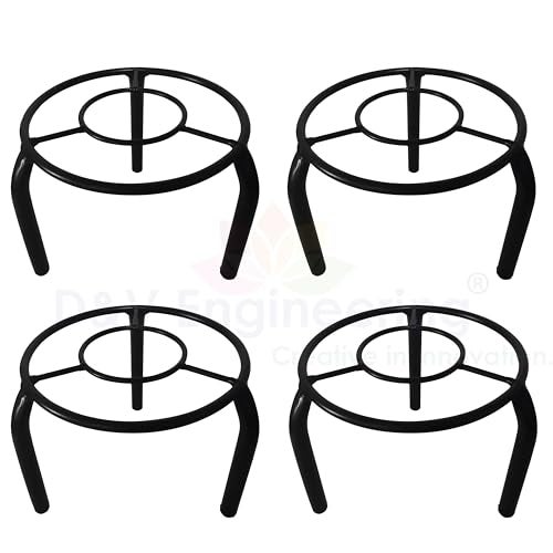 D&V ENGINEERING - Creative in innovation D&V Engineering Metal Plant Stand for Living Room, Balcony & Garden | Indoor/Outdoor Flower Pot Stand | Heavy-Duty | 50kg Capacity | 19x19x15 cm | Pack of 4, Black | POT-14B-04 - Image 2