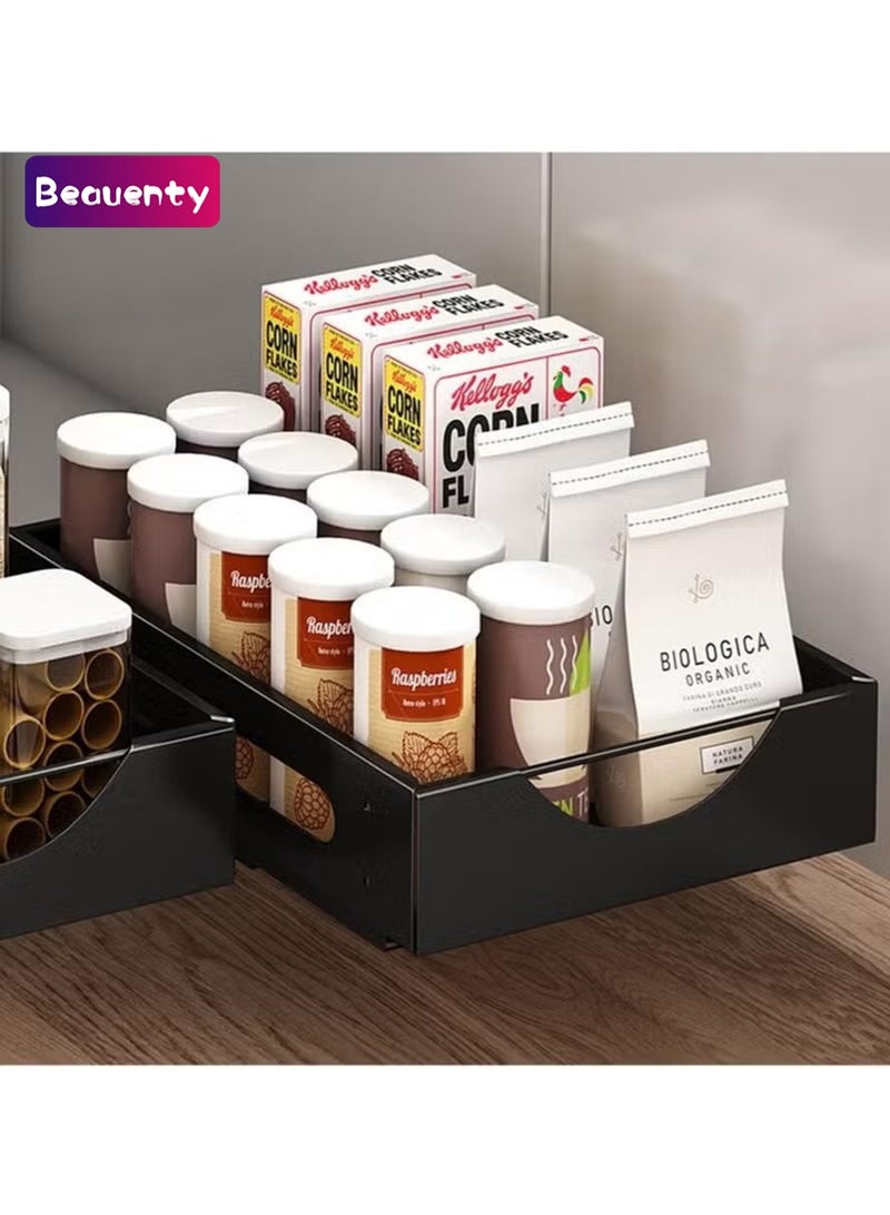 بيوينتي منظم تخزين المطبخ، بدون ثقوب أثناء الخدمة الشاقة سحب درج الخزانة أسفل الخزانة وضع الأطباق أو التوابل أو العناصر المفكوكة والاحتفاظ بها مرتبة أو مجففة (رف التوابل الأسود) - Image 1