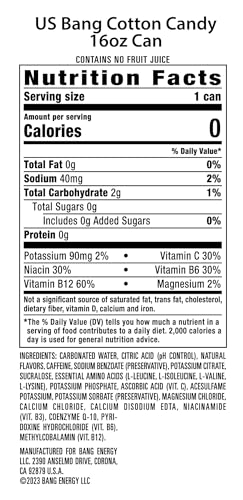 Bang Energy Cotton Candy, Sugar-Free Energy Drink, 16-Ounce (Pack of 12) - Image 3