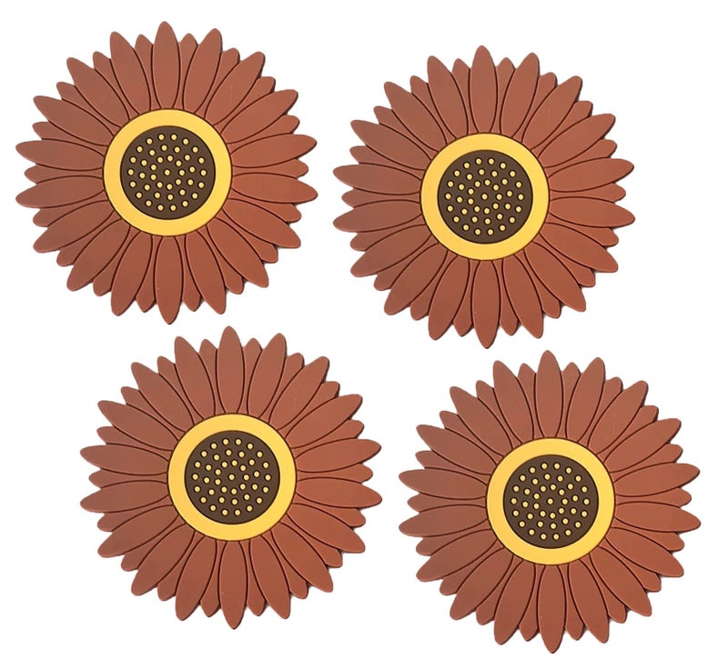 P Plus Fire P Plus Fire Silicone Pot Holder for Kitchens Non Slip Heat Resistant Trivets for Hot Pots and Pans Trivet for Hot Dishes Jar Opener Spoon Holder (Big, Brown, Set of 4)  - Image 1