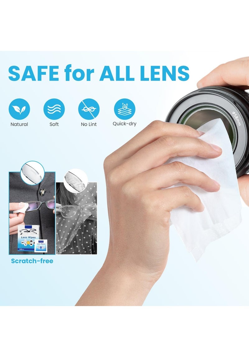 Generic Lens Cleaning Wipes, 100 Pack Pre- Lens Wipes for Eyeglasses, Moistened Individually Wrapped Sracth-Free Streak-Free Eye Glasses Cleaner Wipes for Camera Lens, Sunglass, Goggles  - Image 3