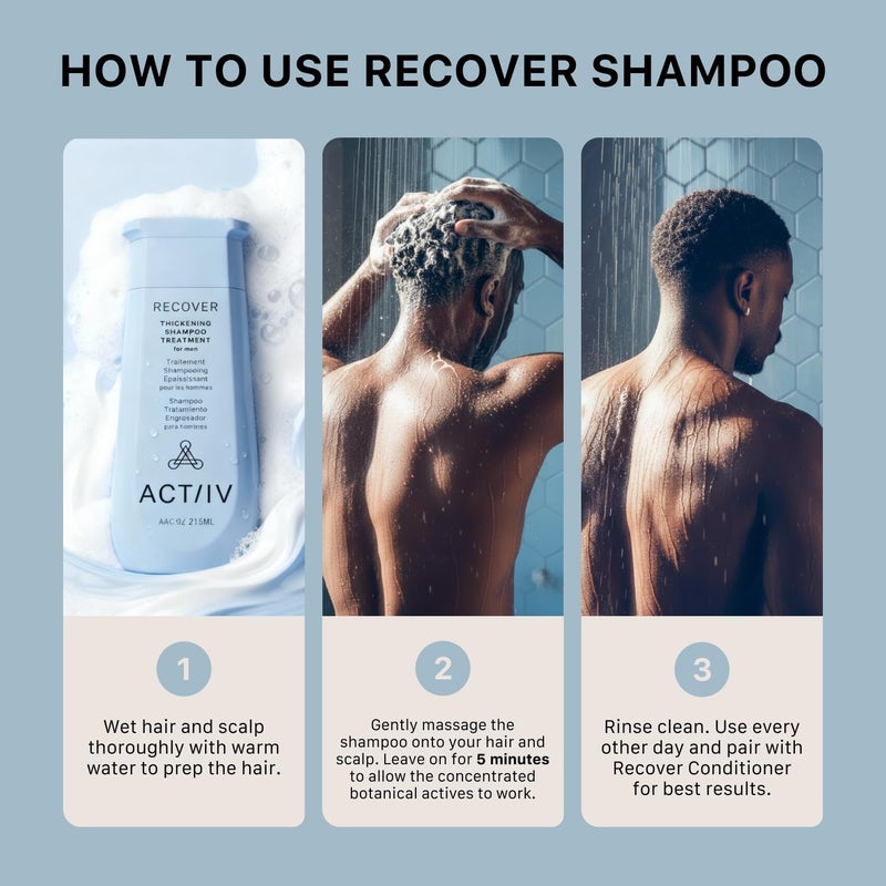 ACTIIV Recover Thickening Shampoo Treatment For Men | Supports the Appearance of Fuller, Healthier-Looking Hair, Supports Scalp Health, Plant-Based, Color-Safe, Vegan,All Hair Types, 215 mL / 7 oz - Image 4