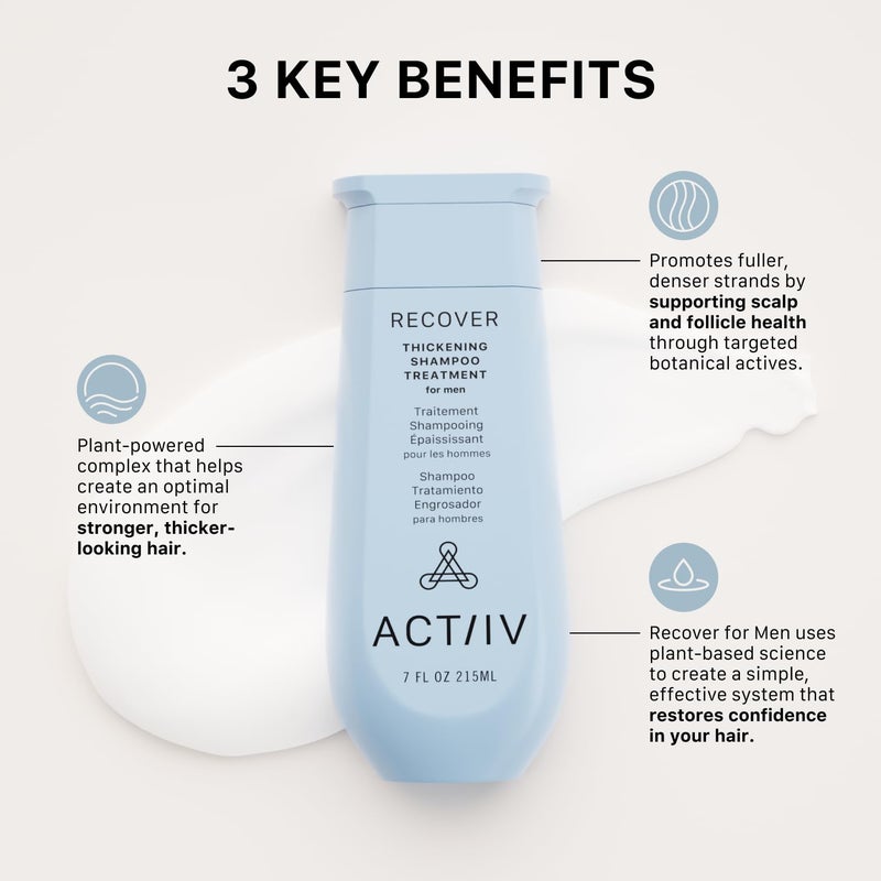 ACTIIV Recover Thickening Shampoo Treatment For Men | Supports the Appearance of Fuller, Healthier-Looking Hair, Supports Scalp Health, Plant-Based, Color-Safe, Vegan,All Hair Types, 215 mL / 7 oz - Image 3